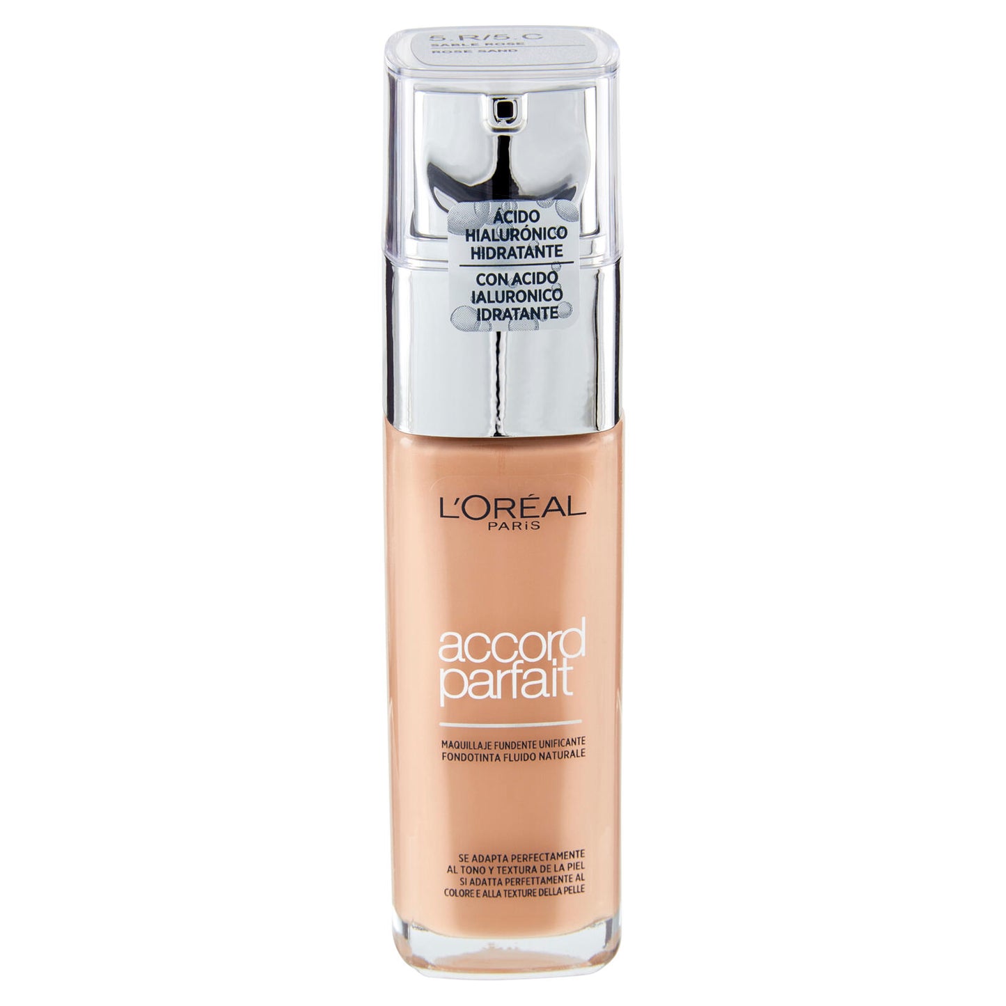 L'Oréal Paris Accord Parfait, Fondotinta Liquido con Acido Ialuronico, Sable rosé (5.R), 30 ml (25531688)