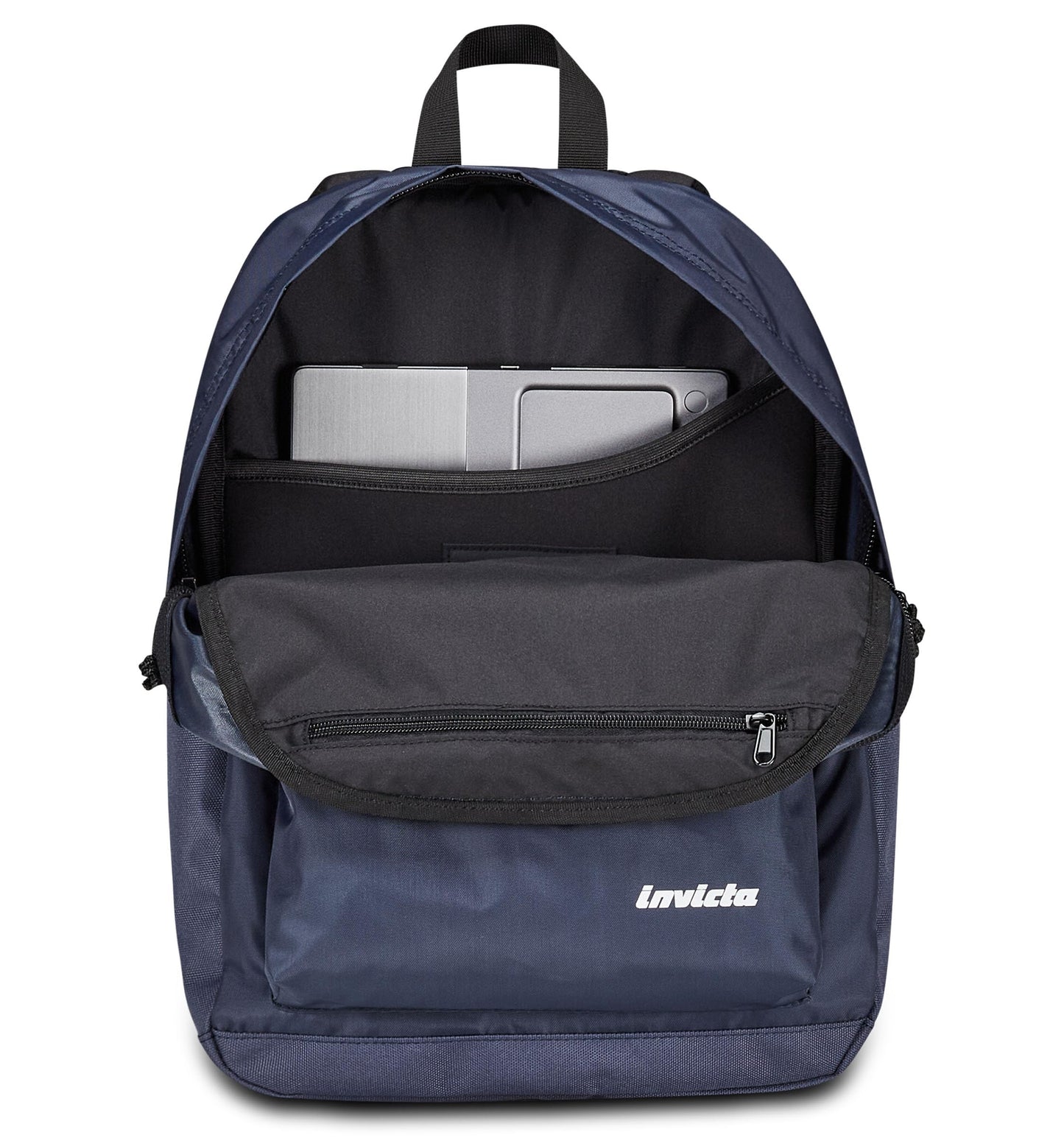 Invicta Zaino Scuola Carlson Plain, Blu, Zaino Mono Scomparto Con Tasca Porta PC o Tablet e Tasca Porta Borraccia, Zaino Superiori, Università e Viaggio, Unisex (25615170)