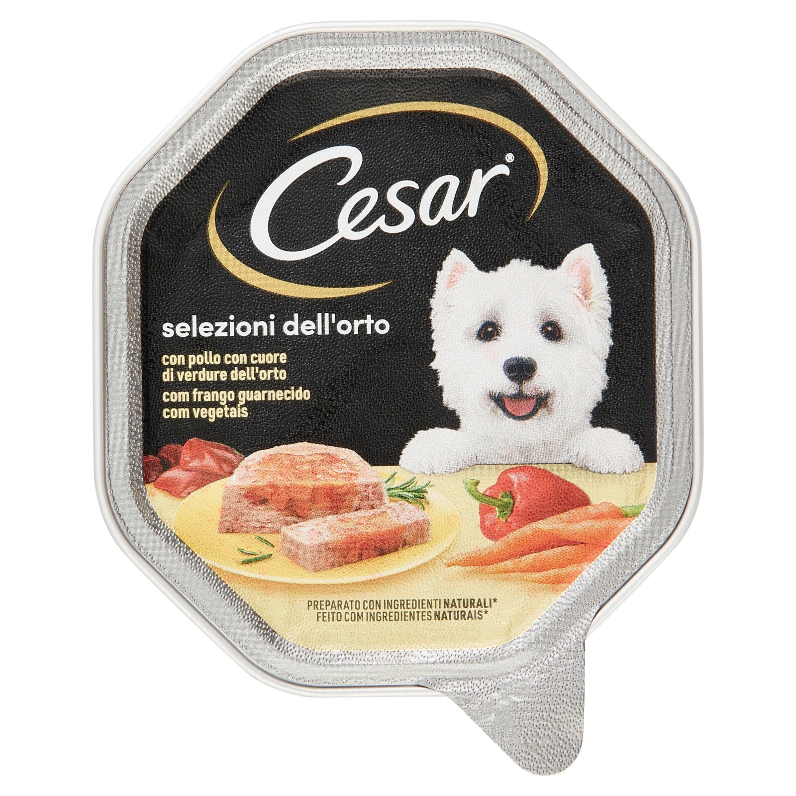 Cesar Selezioni dell'Orto Cibo Umido Cane in Vaschetta con Pollo e Cuore di Verdure dell'Orto 150 g (25522112)