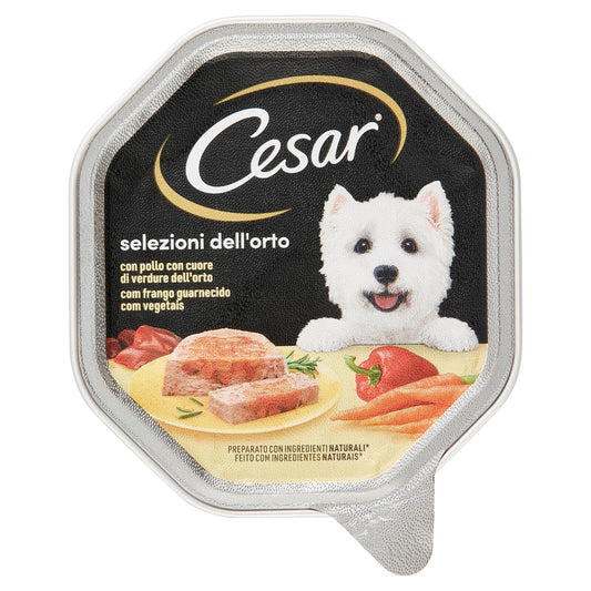 Cesar Selezioni dell'Orto Cibo Umido Cane in Vaschetta con Pollo e Cuore di Verdure dell'Orto 150 g (25522112)