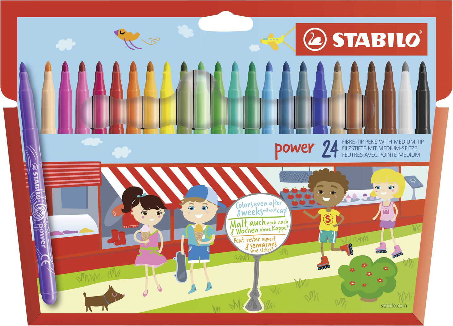Pennarello - STABILO power - Punta Media - Astuccio da 24 - Colori assortiti (25572420)