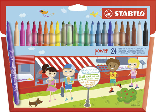 Pennarello - STABILO power - Punta Media - Astuccio da 24 - Colori assortiti (25572420)
