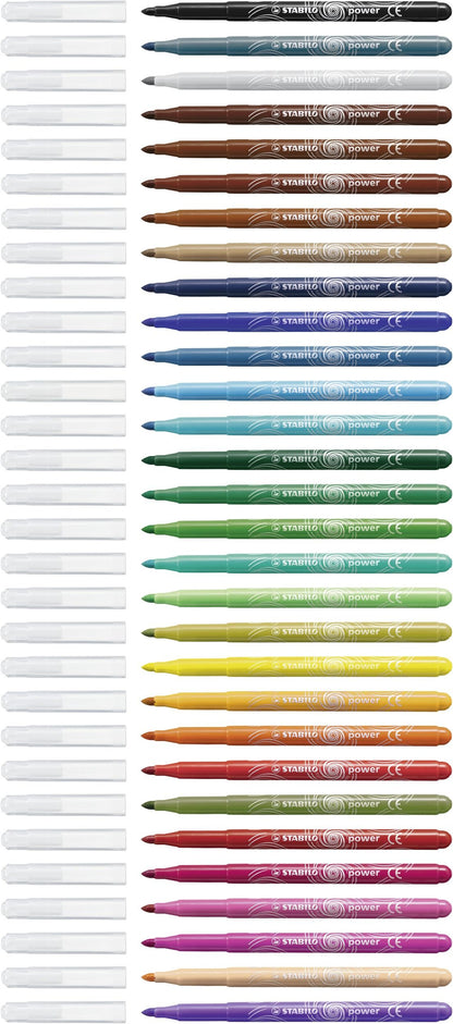 Pennarello - STABILO power - Punta Media - Astuccio da 30 - Colori assortiti (25572455)