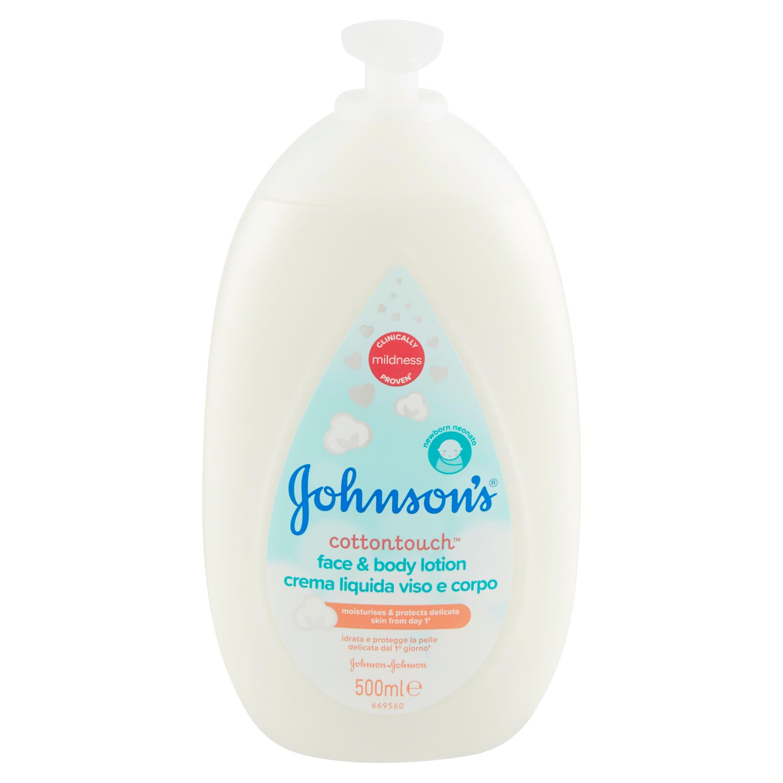 Johnson's Baby Crema Liquida Viso E Corpo Cottontouch, Per La Pelle Delicata Del Neonato, 500ml (25531386)