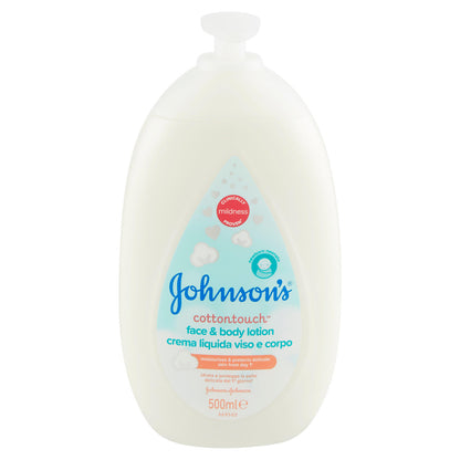 Johnson's Baby Crema Liquida Viso E Corpo Cottontouch, Per La Pelle Delicata Del Neonato, 500ml (25531386)