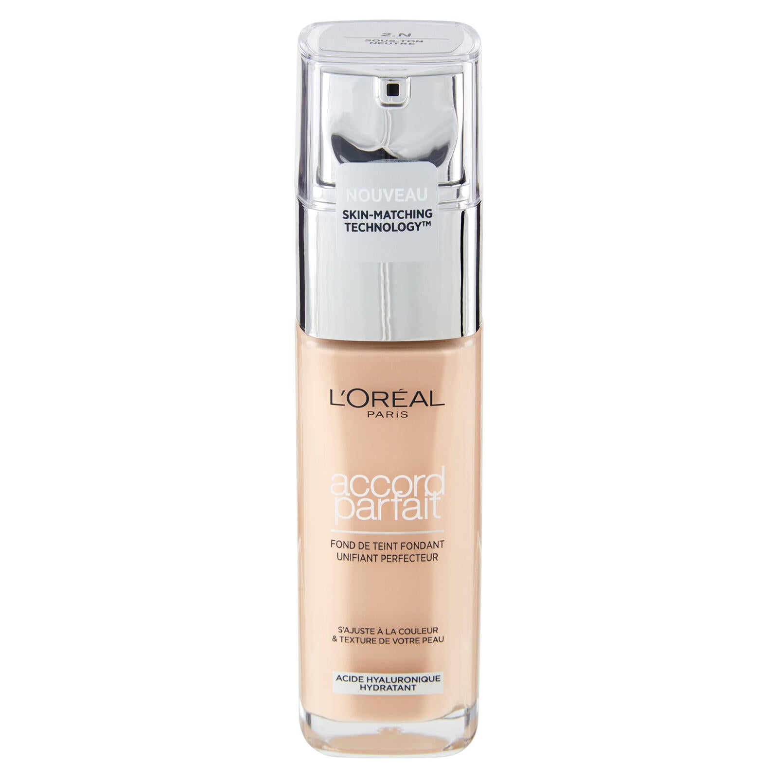 L'Oréal Paris Accord Parfait, Fondotinta Liquido con Acido Ialuronico, 2.N Vanille/Vanilla, 30 ml (25531672)