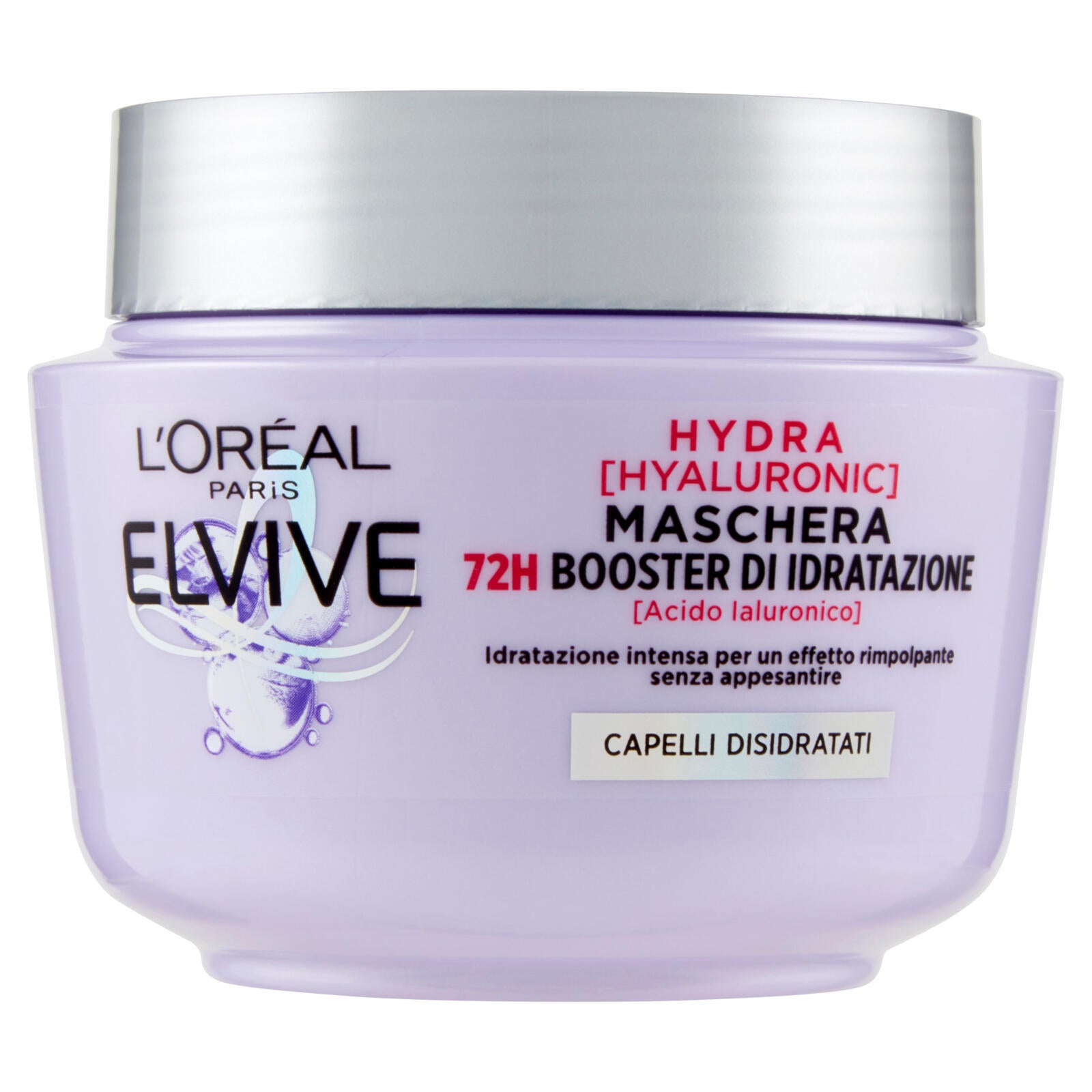 L'Oreal Paris Maschera Elvive Hydra Hyaluronic con Acido Ialuronico 72H Booster di Idratazione 300ml (25531970)