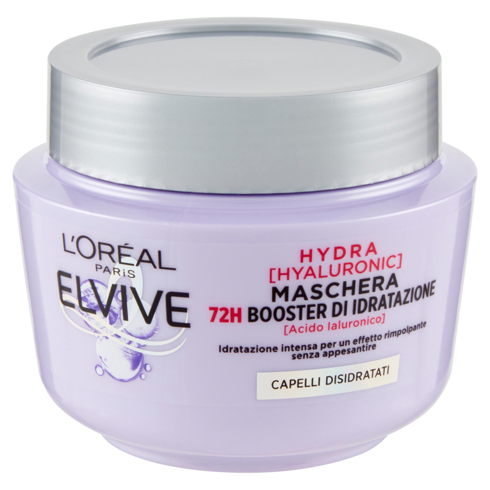 L'Oreal Paris Maschera Elvive Hydra Hyaluronic con Acido Ialuronico 72H Booster di Idratazione 300ml (25531971)