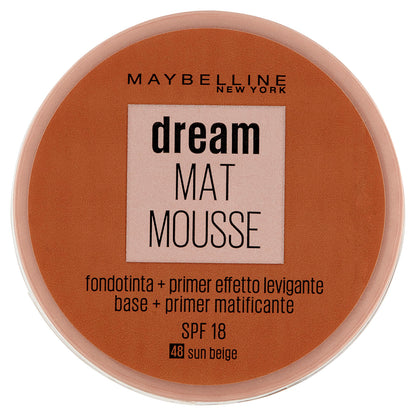 Maybelline New York Fondotinta Dream Mat Mousse, Base Opacizzante in Mousse, 48 Sun Beige (25558803)