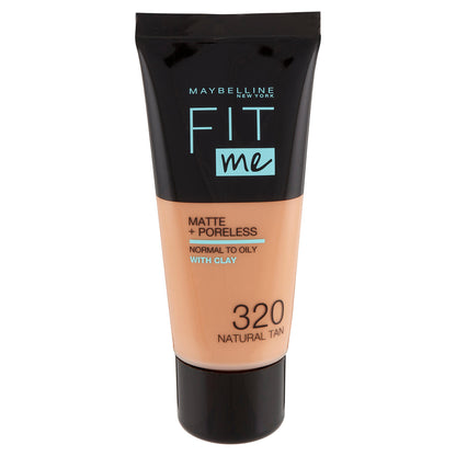 Maybelline New York Fondotinta Fit Me Matte&Poreless, Finish Opacizzante, 320 Natural Tan (25558918)