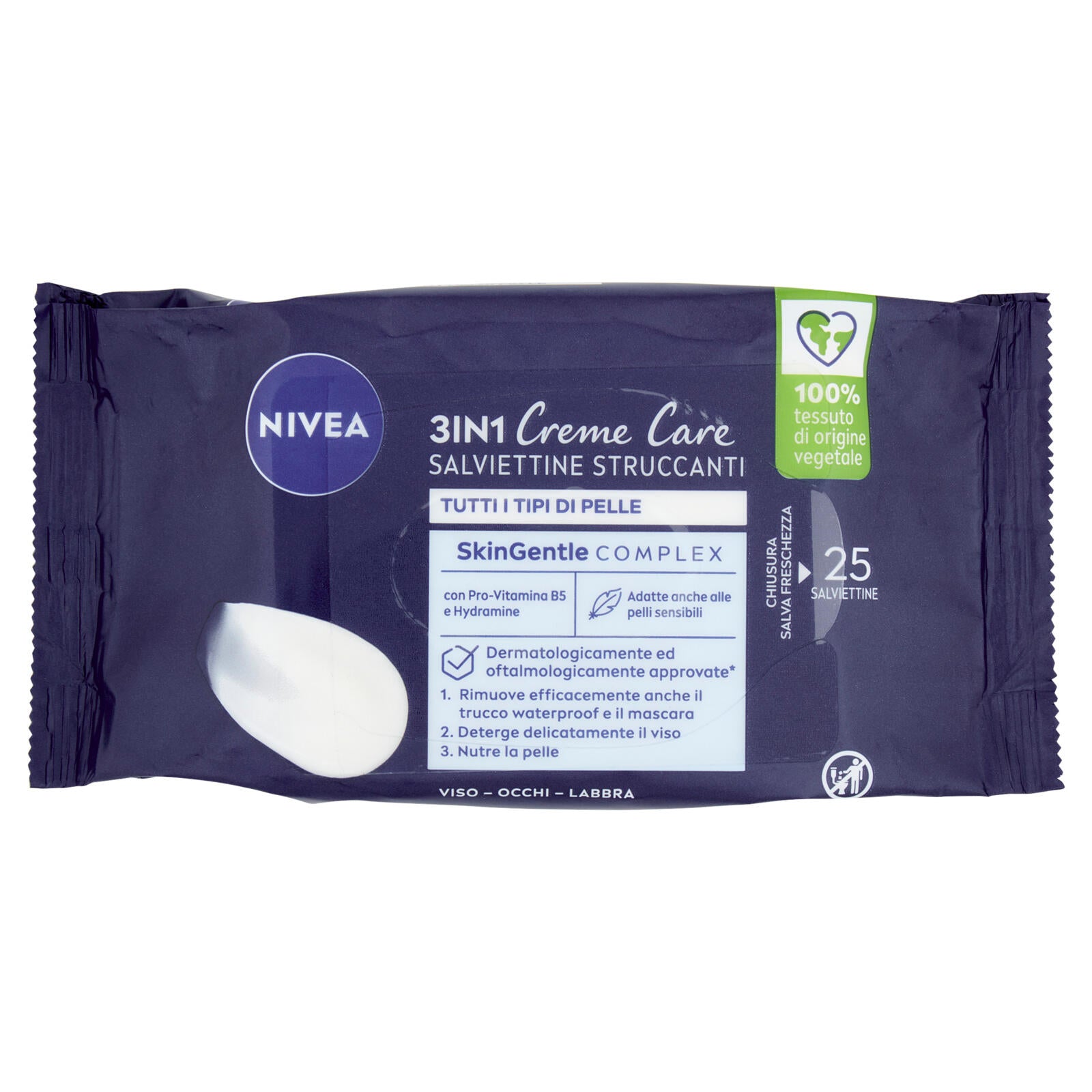 Nivea 3in1 Creme Care Salviettine Struccanti Tutti i Tipi di Pelle 25 pz (25563169)
