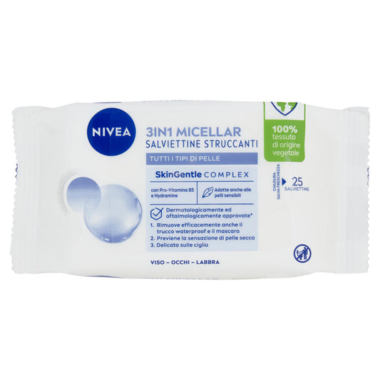 Nivea 3in1 Micellar Salviettine Struccanti Tutti i Tipi di Pelle 25 pz (25563208)