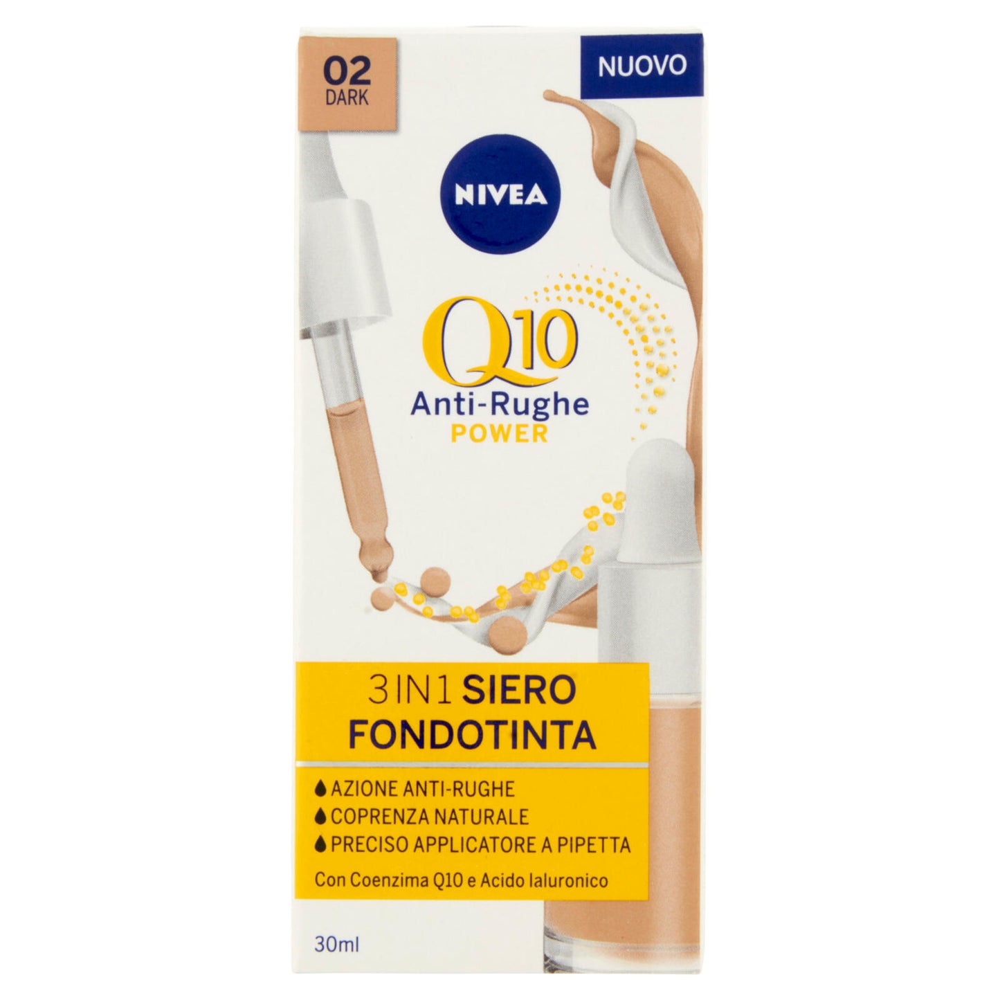 Nivea Q10 Anti-Rughe Power 3in1 Siero Fondotinta 02 Dark 30 ml (25563765)