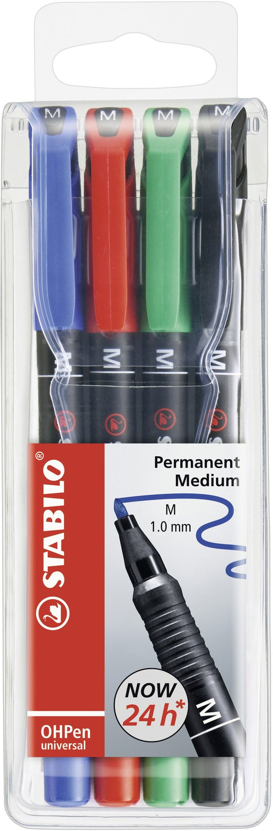 Marcatore - STABILO OHPen universal Permanente - Tratto Medio (1 mm) - Astuccio da 4 - Colori assortiti (25534206)