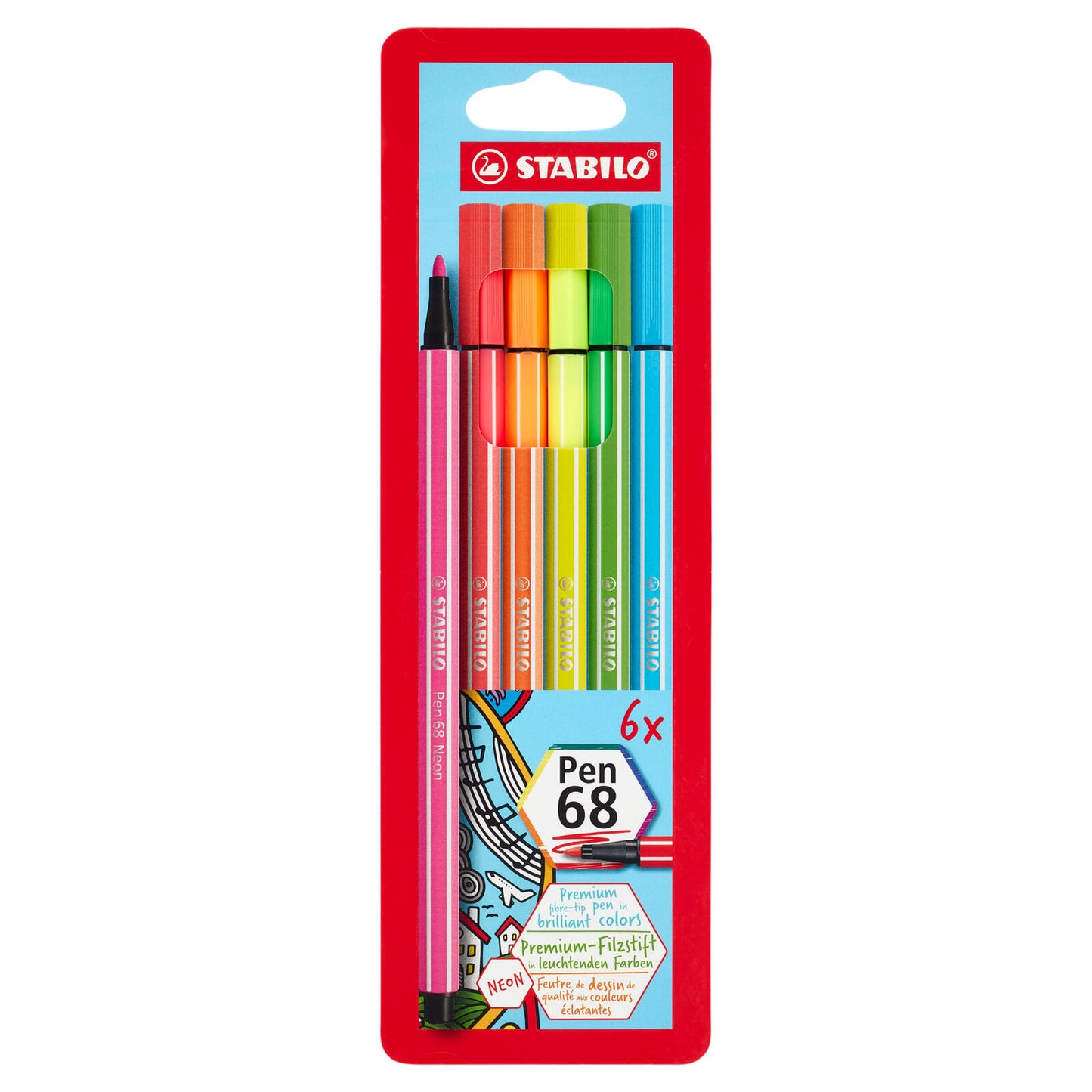 STABILO Pen 68 pennarello - astuccio da 6 pz. fluo (25608201)