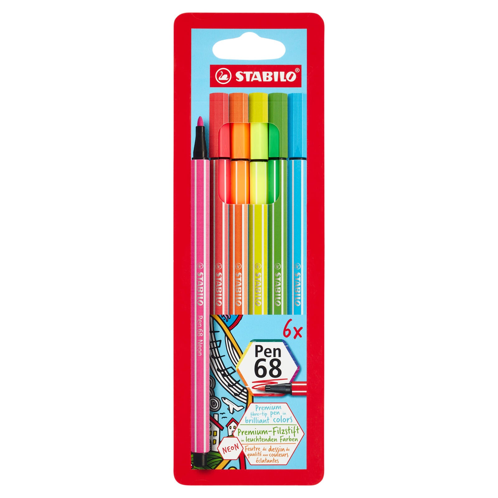 STABILO Pen 68 pennarello - astuccio da 6 pz. fluo (25608201)