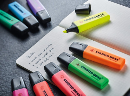 Evidenziatore - STABILO BOSS ORIGINAL - Box Bicchiere da 6 - Giallo/Verde/Arancio/Rosso/Rosa/Blu (25526654)
