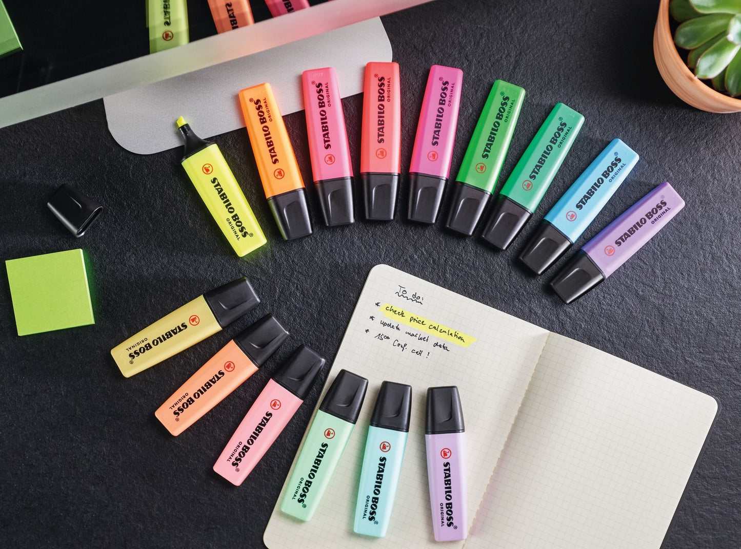 Evidenziatore - STABILO BOSS ORIGINAL - Box Bicchiere da 6 - Giallo/Verde/Arancio/Rosso/Rosa/Blu (25526655)