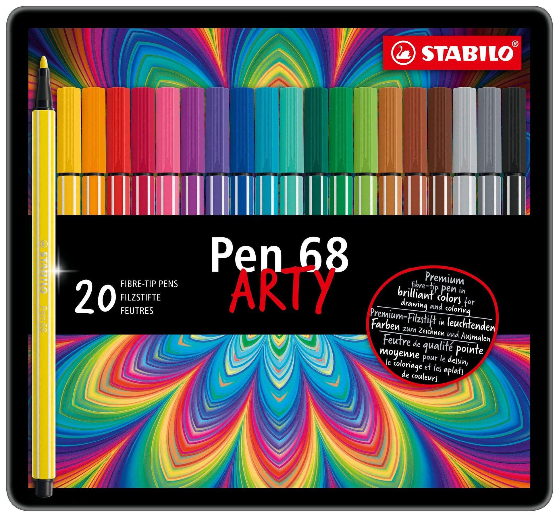 Pennarello Premium - STABILO Pen 68 - Scatola in Metallo da 20 - Colori assortiti (25574364)