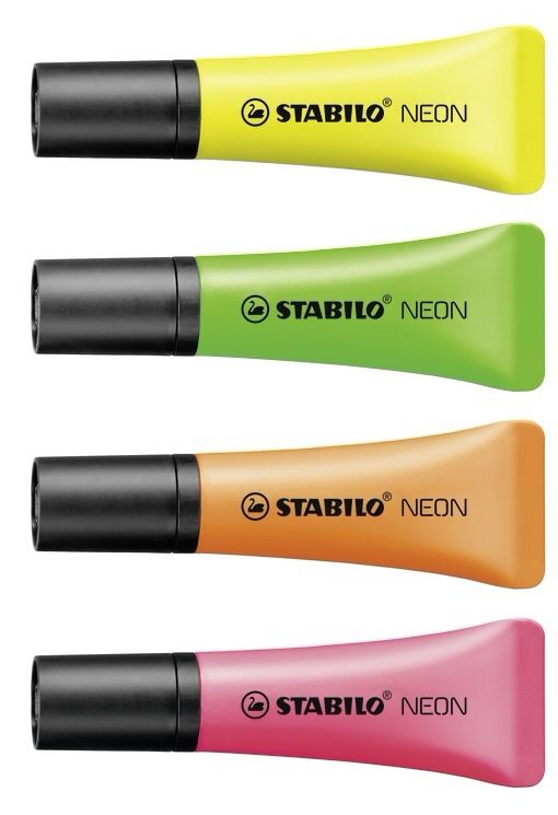 Evidenziatore - STABILO NEON - Retina da 4 - Giallo/Verde/Arancio/Rosa (25527005)