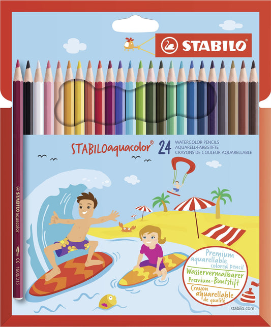 Matita colorata acquarellabile - STABILOaquacolor - Astuccio da 24 Grey Design - Colori assortiti (25534705)