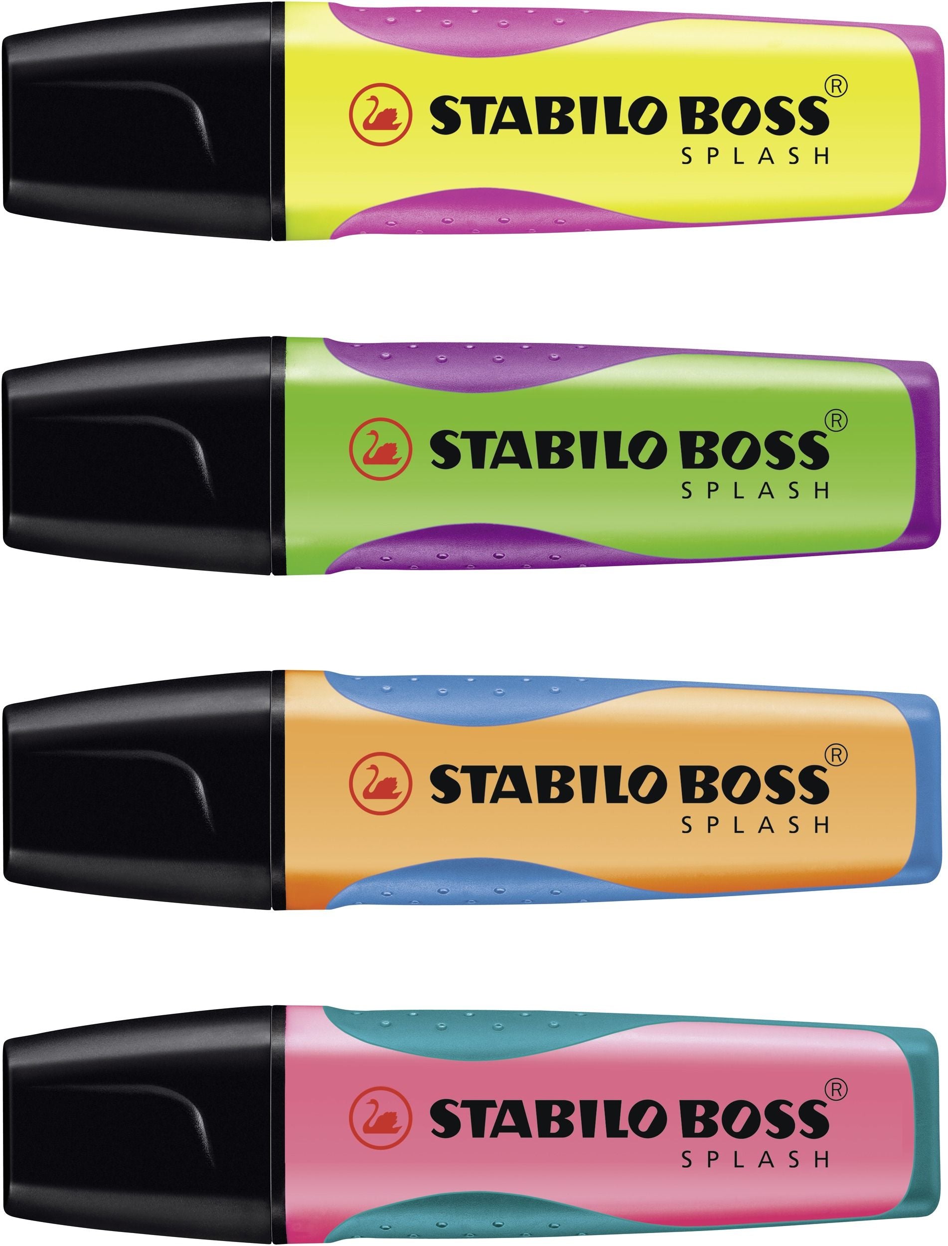 Evidenziatore - STABILO BOSS SPLASH - Astuccio da 4 - Arancione, Verde, Giallo, Rosa (25526858)