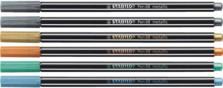 Pennarello Premium Metallizzato - STABILO Pen 68 metallic - Scatola in Metallo da 6 - con 5 colori assoriti (25577345)