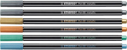 Pennarello Premium Metallizzato - STABILO Pen 68 metallic - Scatola in Metallo da 6 - con 5 colori assoriti (25577345)