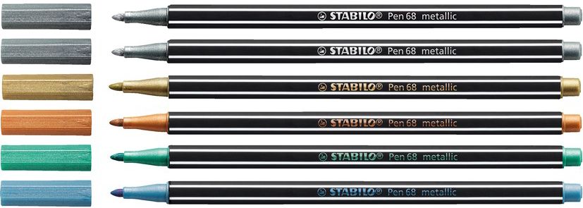 Pennarello Premium Metallizzato - STABILO Pen 68 metallic - Scatola in Metallo da 6 - con 5 colori assoriti (25577346)