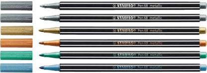 Pennarello Premium Metallizzato - STABILO Pen 68 metallic - Scatola in Metallo da 6 - con 5 colori assoriti (25577346)