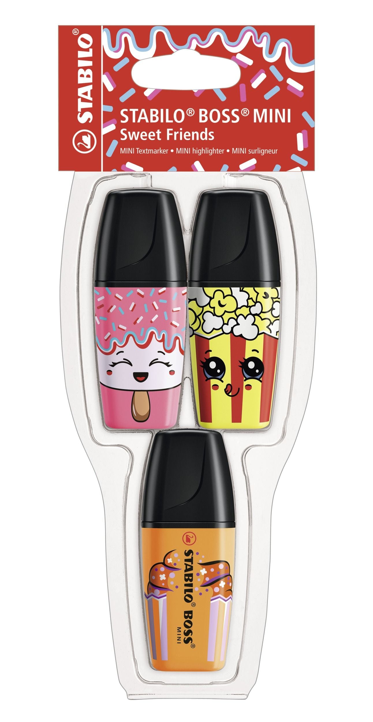 Evidenziatore - STABILO BOSS MINI Sweet Friends - Astuccio da 3 - Rosa, Giallo, Arancione (25526563)