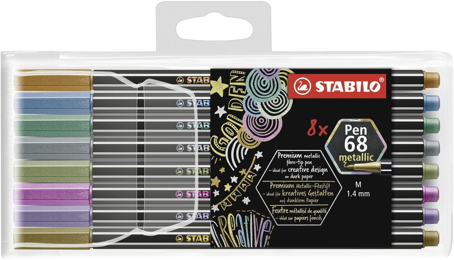 Pennarello Premium Metallizzato - STABILO Pen 68 metallic - Astuccio da 8 - con 8 colori assortiti (25577036)