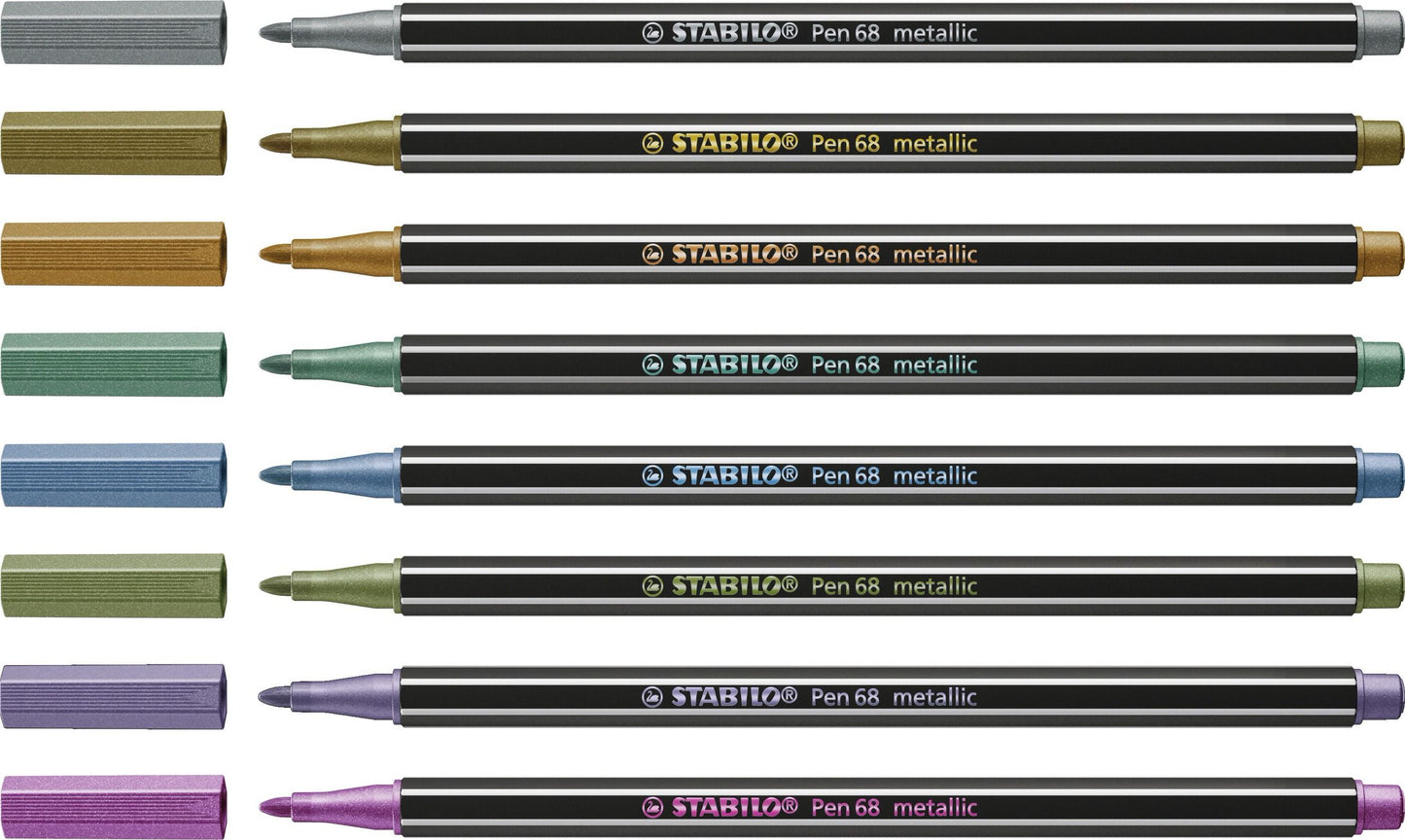 Pennarello Premium Metallizzato - STABILO Pen 68 metallic - Astuccio da 8 - con 8 colori assortiti (25577038)