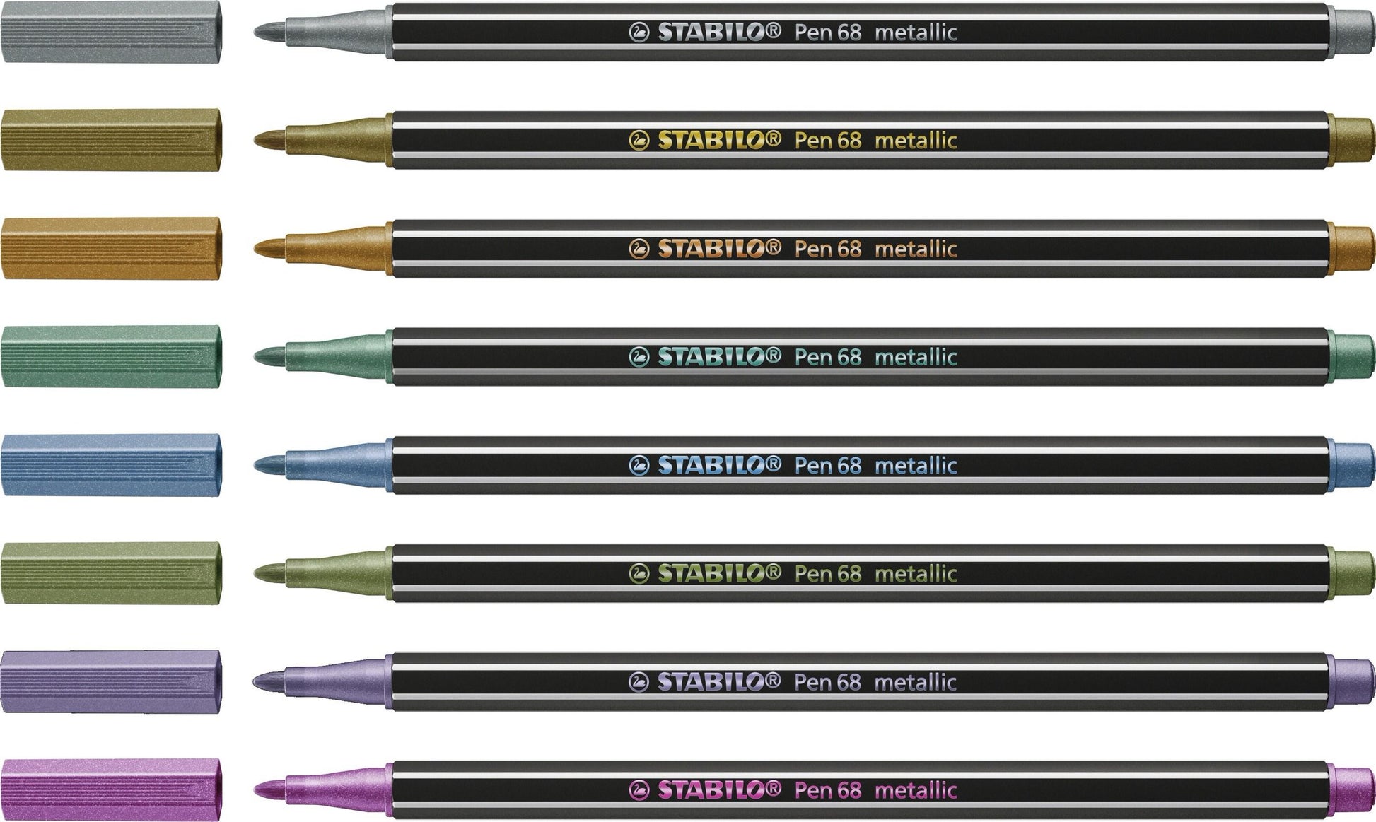 Pennarello Premium Metallizzato - STABILO Pen 68 metallic - Astuccio da 8 - con 8 colori assortiti (25577038)