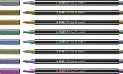Pennarello Premium Metallizzato - STABILO Pen 68 metallic - Astuccio da 8 - con 8 colori assortiti (25577038)
