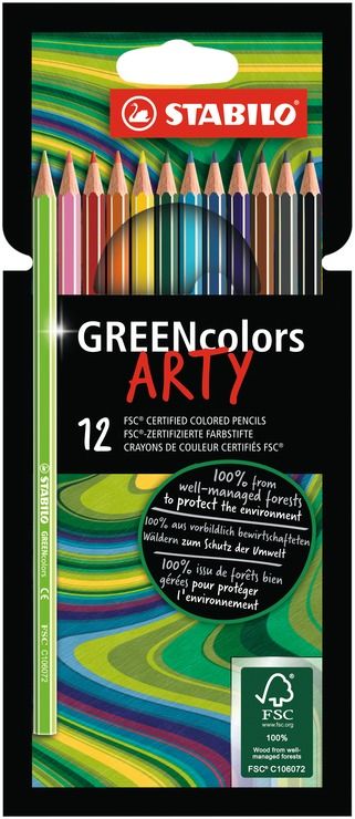 Matita colorata Ecosostenibile - STABILO GREENcolors - ARTY - Astuccio da 12 - Colori assortiti (25534750)