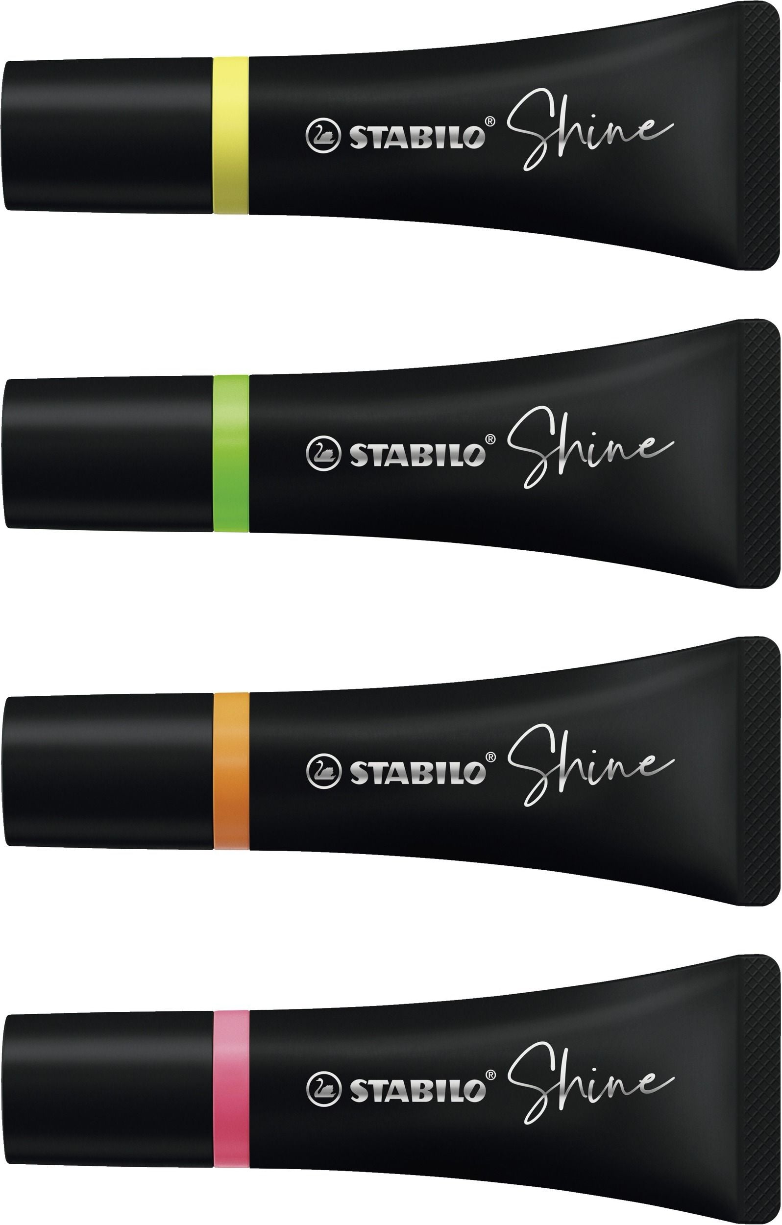 Evidenziatore – STABILO Shine - Astuccio da 4 - Giallo/Arancione/Verde/Rosa (25527310)