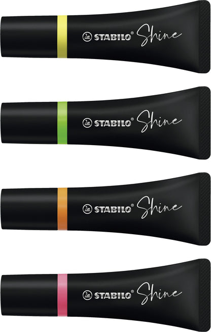 Evidenziatore – STABILO Shine - Astuccio da 4 - Giallo/Arancione/Verde/Rosa (25527310)