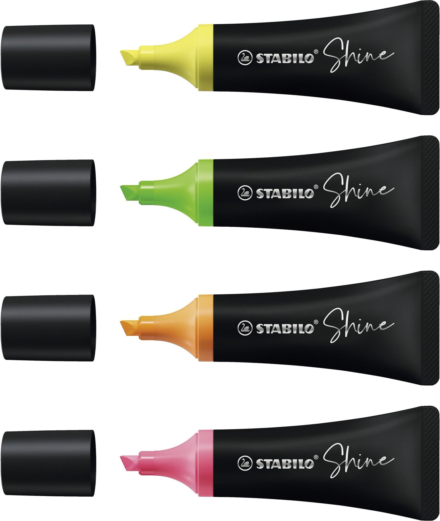 Evidenziatore – STABILO Shine - Astuccio da 4 - Giallo/Arancione/Verde/Rosa (25527311)
