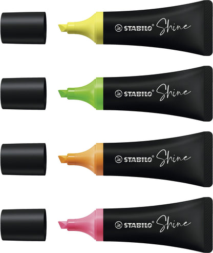 Evidenziatore – STABILO Shine - Astuccio da 4 - Giallo/Arancione/Verde/Rosa (25527311)
