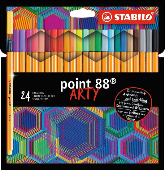 Fineliner - STABILO point 88 - ARTY - Astuccio da 24 con appendino - 24 colori assortiti (25528836)