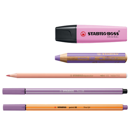 Set Creativo - STABILO ARTY Creative Set Pastel - Cofanetto da 50 - con 5 evidenziatori, 9 matitoni colorati Multi-Funzione, 12 matite colorate acquarellabili, 12 pennarelli premium, 12 fineliner (25593853)