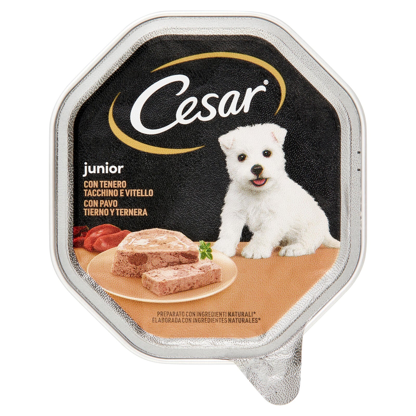 Cesar Junior Cibo Umido Cane in Vaschetta con Tenero Tacchino e Vitello 150 g (25522085)