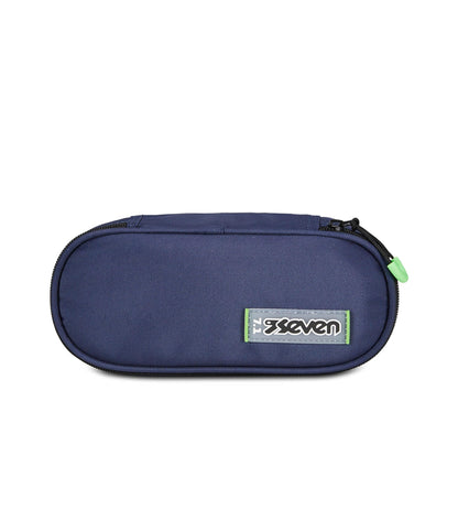 SEVEN Portapenne Scuola Round Plus, Blu, Freethink, Bustina Ovale Con Tasca Interna ed Elastici Porta Penne, Accessori Zaino, Elementari, Medie, Superiori, Ragazzo Ragazza (25581273)