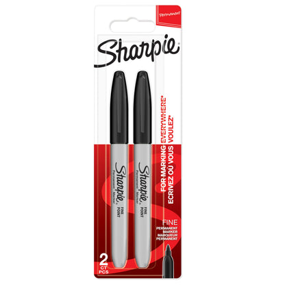 SHARPIE Pennarelli Indelebili, Punta Fine, Confezione da 2, Nero (25602834)
