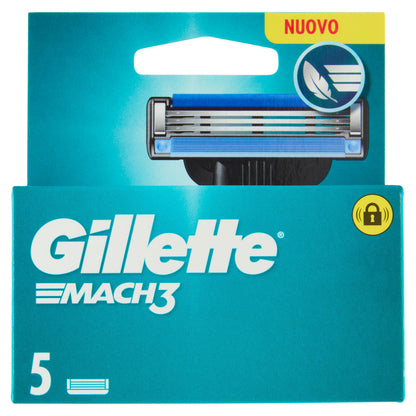 Gillette Mach3 Lamette di ricambio per Rasoio da Uomo, 5 Ricariche (25530542)
