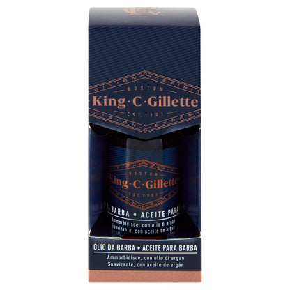 King C. Gillette Olio da Barba - Ammorbidisce ed Idrata con Olii di Argan, Jojoba e Avocado 30 ml (25531475)