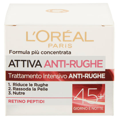 L'Oréal Paris Attiva Anti-Rughe Crema Viso 45+, Trattamento Intensivo Anti-rughe, 50 ml (25531700)