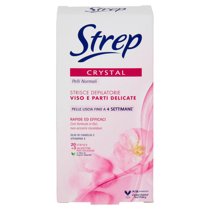 Strep Crystal Strisce Depilatorie Viso e Parti Delicate 20 Strisce + 4 Salviettine (25608512)