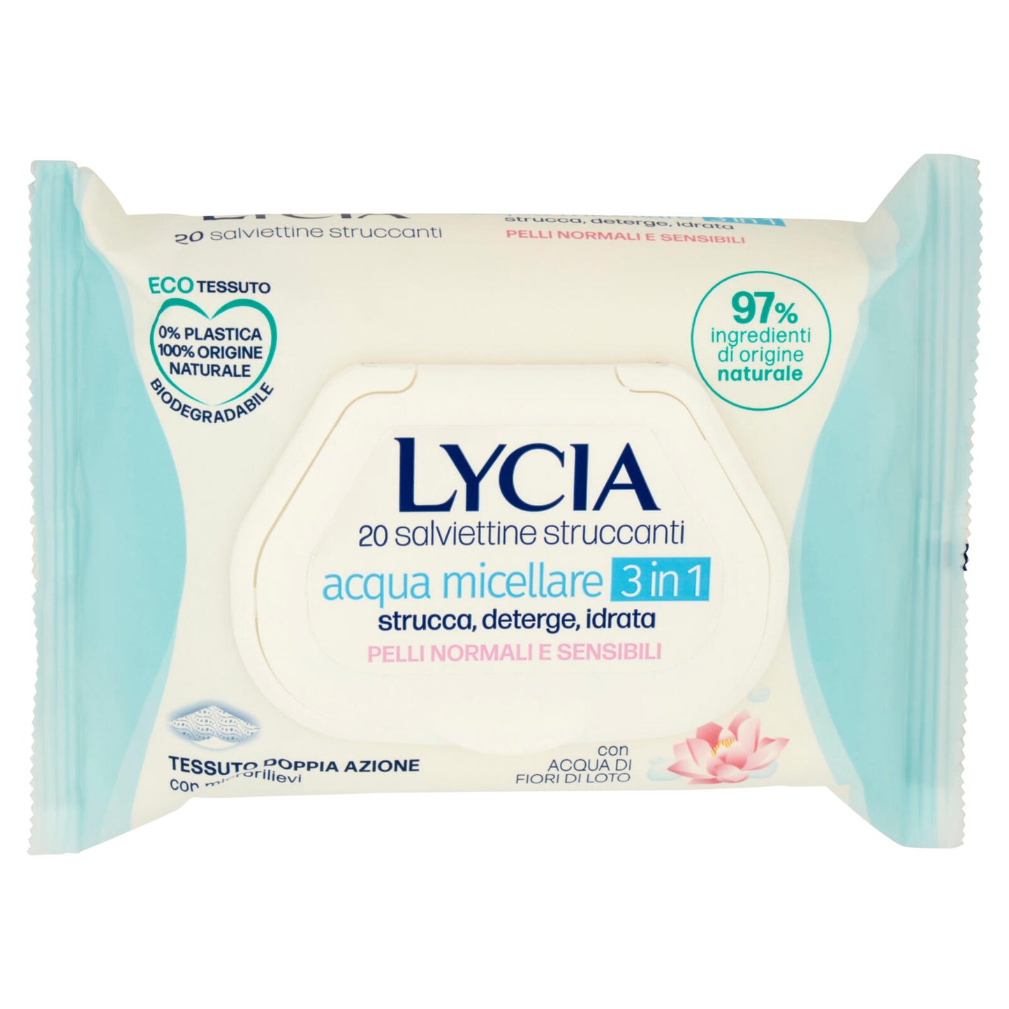 Lycia salviettine struccanti acqua micellare 3 in 1 Pelli Normali e Sensibili 20 pz (25534006)